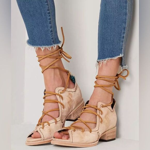 Freebird by Steven Shoes - Freebird by Steven Peace Shoe Sandal Lace Up Leather Natural Women’s Size 9